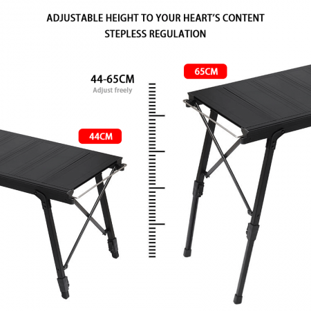 Tavolo da campeggio IGT pieghevole a forma di X in alluminio leggero e regolabile in altezza per esterni 