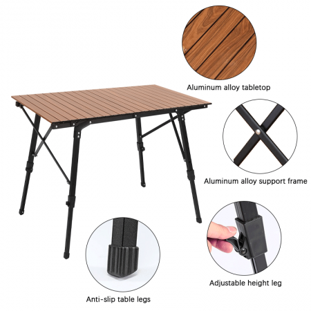Tavolo da spiaggia pieghevole ultraleggero con borsa per il trasporto, tavolo da campeggio per picnic e cucina da viaggio all'aperto