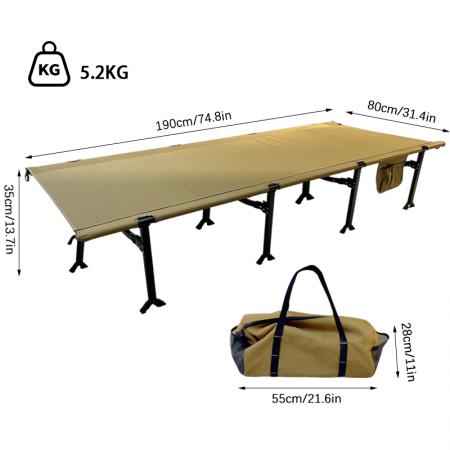 Lettino da campeggio pieghevole personalizzato, portatile in alluminio per esterni, per adulti, con tasche laterali.