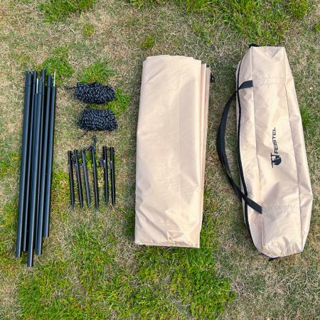 Tenda/telo parasole portatile, robusto e impermeabile, ideale per escursioni, pesca e viaggi all'aperto. Facile da montare.