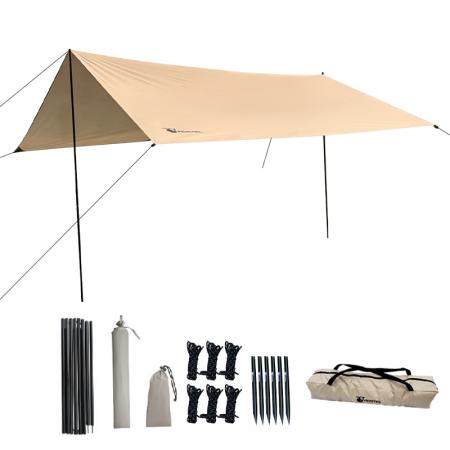 Tenda/telo parasole portatile, robusto e impermeabile, ideale per escursioni, pesca e viaggi all'aperto. Facile da montare.