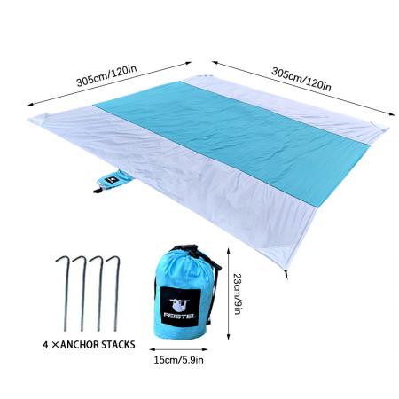 Tappetino da picnic portatile Family Pack 100% nylon, tappetino da campeggio anti-sabbia, compatto, ideale per esterni e spiaggia.
