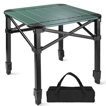 Tavolo quadrato pieghevole, leggero e regolabile, ideale per picnic all'aperto, giardini e campeggio. 