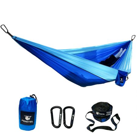Amaca in nylon resistente e durevole, anti-arrotolamento, in tessuto paracadute, ideale per campeggio ed escursionismo. Portata massima: 200 kg. 