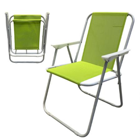 Sedia da giardino pieghevole in ferro, leggera e portatile, con design a rete, ideale per campeggio e spiaggia. 