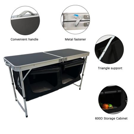 Tavolo da cucina pieghevole portatile, facile da installare, ideale per campeggio, picnic e attività all'aperto. 