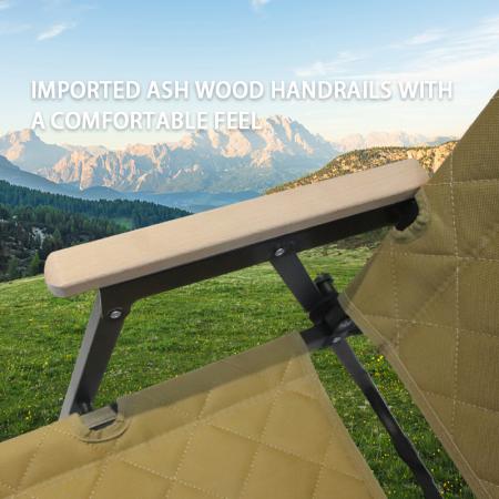 Sedia da picnic da giardino/esterno, portatile e pieghevole, modello Camp Kermit con corrimano in legno massello.