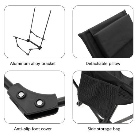 Sedia da campeggio leggera con schienale alto, portatile e pieghevole, con poggiatesta, ideale per esterni. 