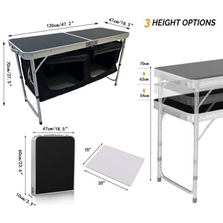 Tavolo da cucina pieghevole portatile, facile da installare, ideale per campeggio, picnic e attività all'aperto. 