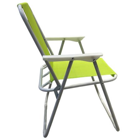 Sedia da giardino pieghevole in ferro, leggera e portatile, con design a rete, ideale per campeggio e spiaggia. 