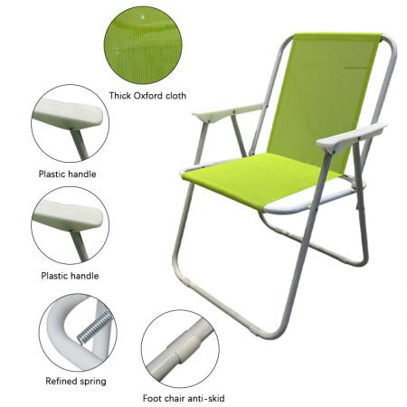Sedia da giardino pieghevole in ferro, leggera e portatile, con design a rete, ideale per campeggio e spiaggia. 