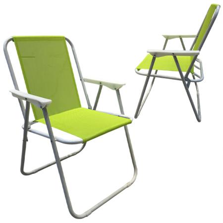Sedia da giardino pieghevole in ferro, leggera e portatile, con design a rete, ideale per campeggio e spiaggia. 