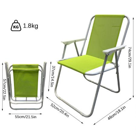 Sedia da giardino pieghevole in ferro, leggera e portatile, con design a rete, ideale per campeggio e spiaggia. 