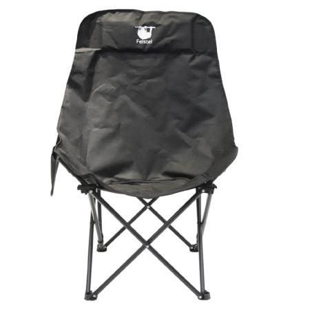 Sedia a luna pieghevole di grandi dimensioni con schienale alto, ideale per campeggio e relax all'aperto. 