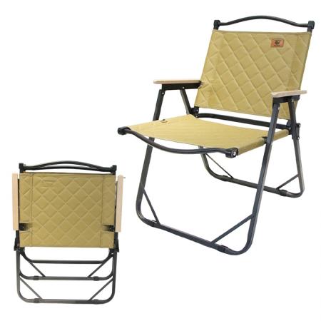 Sedia da picnic da giardino/esterno, portatile e pieghevole, modello Camp Kermit con corrimano in legno massello.