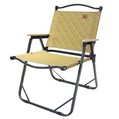 Sedia da picnic da giardino/esterno, portatile e pieghevole, modello Camp Kermit con corrimano in legno massello.