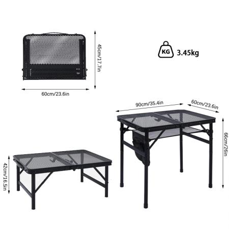 Tavolo da campeggio pieghevole in alluminio per esterni con piano in rete, tavolo da picnic portatile per barbecue OEM ODM