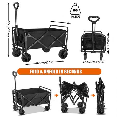 Carrello da giardino per esterni, carrello da spiaggia pieghevole, carrello a mano pieghevole, carrello pieghevole