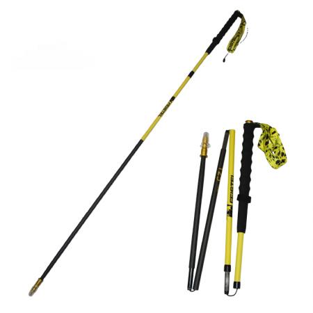 Bastone da trekking pieghevole telescopico a cinque sezioni in lega di alluminio con 4 snodi, leggero e professionale per attività all'aperto.