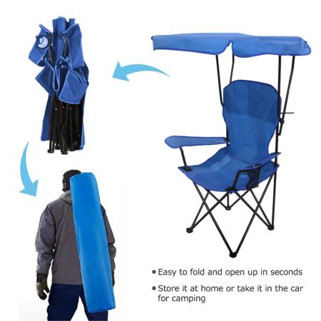 Mobili da esterno all'ingrosso, accessori da campeggio, sedia da spiaggia pieghevole e leggera per la pesca con portabicchieri e parasole. 