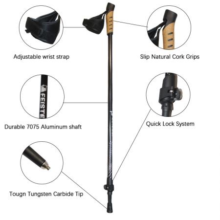 Bastoncini da corsa in carbonio, ultraleggeri, facili da piegare, sportivi, da trekking, da fondo, da arrampicata.