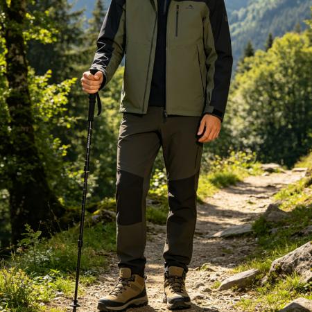 Bastoncini da trekking leggeri in alluminio con punte in acciaio al tungsteno, design pieghevole in 3 sezioni, impugnatura dritta in EVA, portata massima 150 kg. 