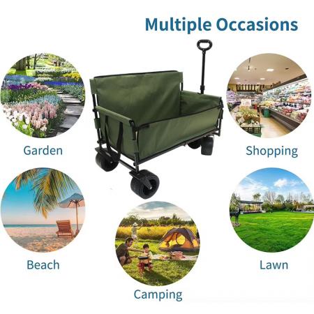 Carrello pieghevole multiuso, robusto, pieghevole, da spiaggia, di grande capacità
