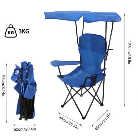 Mobili da esterno all'ingrosso, accessori da campeggio, sedia da spiaggia pieghevole e leggera per la pesca con portabicchieri e parasole. 