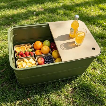 Scatola portaoggetti da campeggio in alluminio a impilamento aperto di grande capacità, impermeabile OEM, ideale per esterni, viaggi e auto.