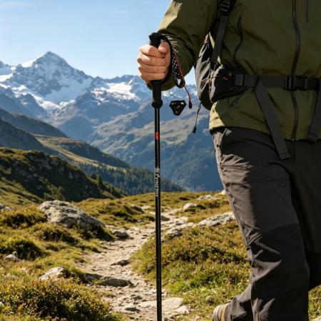Bastoncini da trekking in fibra di carbonio, pieghevoli a 5 sezioni, leggeri e portatili, 110/120/130 cm.