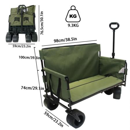Carrello pieghevole multiuso, robusto, pieghevole, da spiaggia, di grande capacità