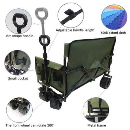 Carrello pieghevole multiuso, robusto, pieghevole, da spiaggia, di grande capacità