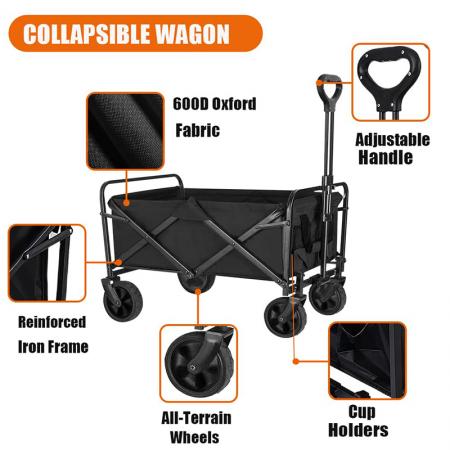 Carrello da giardino per esterni, carrello da spiaggia pieghevole, carrello a mano pieghevole, carrello pieghevole
