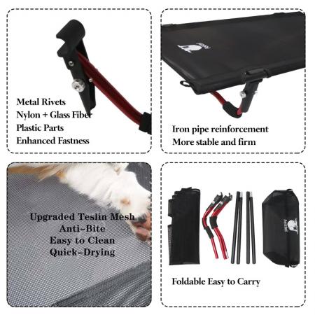 Lettino per animali domestici ultraleggero, pieghevole e compatto, con logo personalizzato, ideale per campeggio e cani.