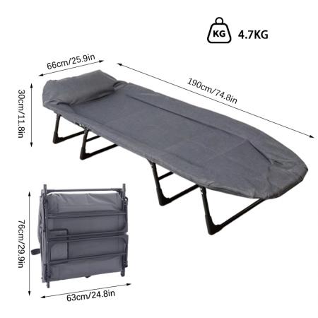 Lettino da campeggio multifunzionale pieghevole e portatile per esterni, con struttura in acciaio verniciato a polvere e 4 gambe.