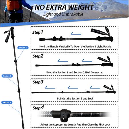 Bastoncini da trekking telescopici di alta qualità, pieghevoli e leggeri.