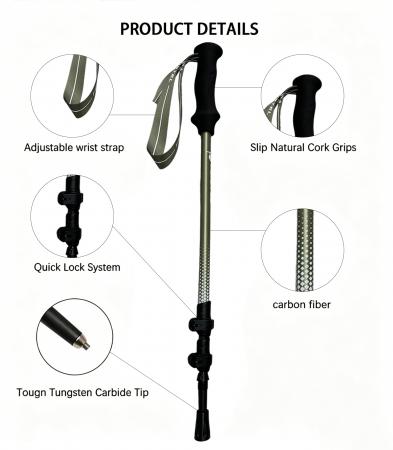 Produttori di bastoni da trekking telescopici personalizzati con logo per esterni, in alluminio 7075. 