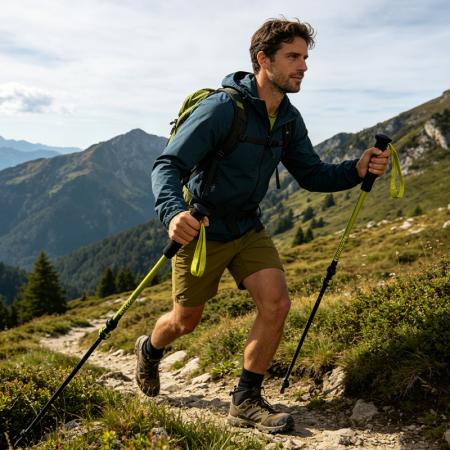 Bastoncini da trekking ultraleggeri in fibra di carbonio 3k, telescopici a 3 sezioni, realizzati su misura. 