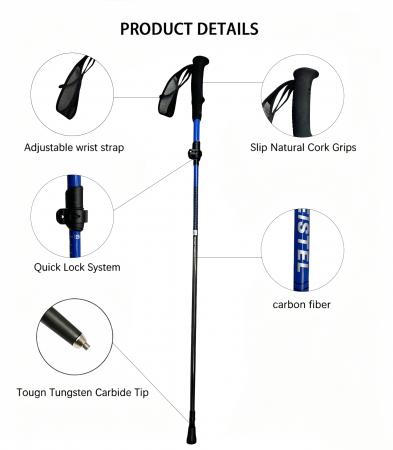Set ultraleggero unisex di bastoncini da trekking in carbonio con impugnatura in EVA, pieghevoli e portatili, ideali per il trail arrampicata. 