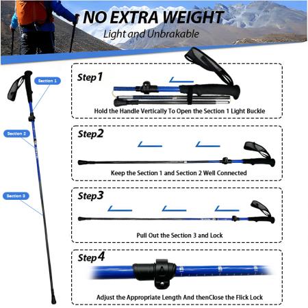 Set ultraleggero unisex di bastoncini da trekking in carbonio con impugnatura in EVA, pieghevoli e portatili, ideali per il trail arrampicata. 