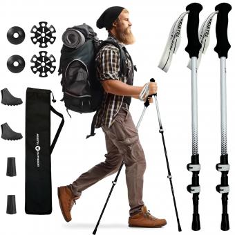 Bastoncini da trekking ultraleggeri per esterni in alluminio 7075 con impugnatura in EVA, ideali per lo stile nordico.