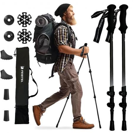 Bastoncini da trekking telescopici di alta qualità, pieghevoli e leggeri.