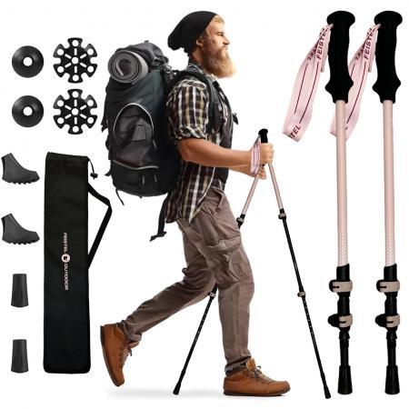 Bastoncino da trekking ultraleggero in fibra di carbonio 3k, telescopico a 3 sezioni, personalizzabile. 