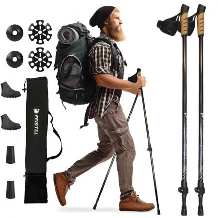 Bastoncini da trekking regolabili in alluminio per escursioni all'aperto, personalizzabili OEM 
