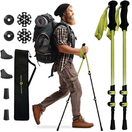 Bastoncini da trekking ultraleggeri in fibra di carbonio 3k, telescopici a 3 sezioni, realizzati su misura. 