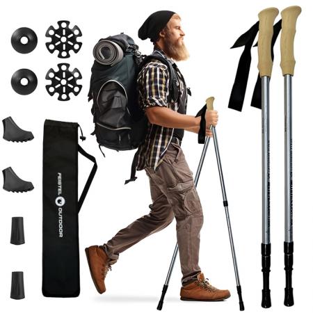 Bastoncini da trekking telescopici in alluminio per esterni, bastoncini da trekking nordici antiurto in sughero sintetico 