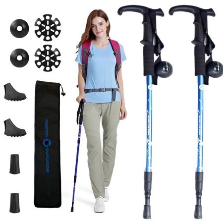 Bastone da trekking retrattile antiurto OEM prezzo di fabbrica, bastoncini da trekking in fibra di carbonio, bastoncino da trekking