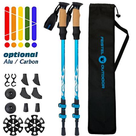 Produttori di bastoni da trekking telescopici con logo personalizzato per esterni, bastoni da trekking in alluminio 7075