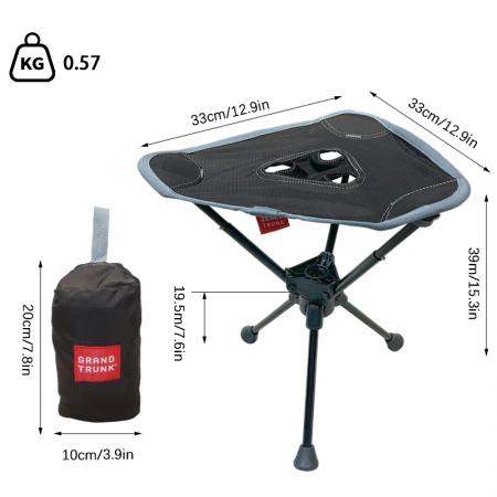 Sgabello da campeggio pieghevole girevole a 360° a 3 gambe in lega di alluminio, portatile per esterni, per pesca ed escursionismo 