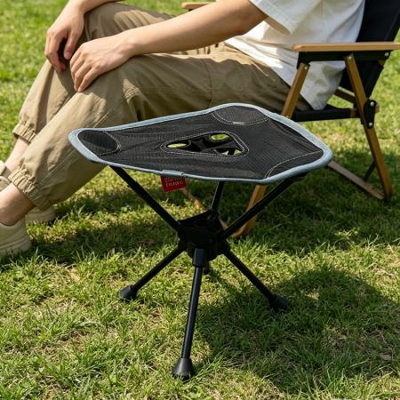 Sgabello da campeggio pieghevole girevole a 360° a 3 gambe in lega di alluminio, portatile per esterni, per pesca ed escursionismo 